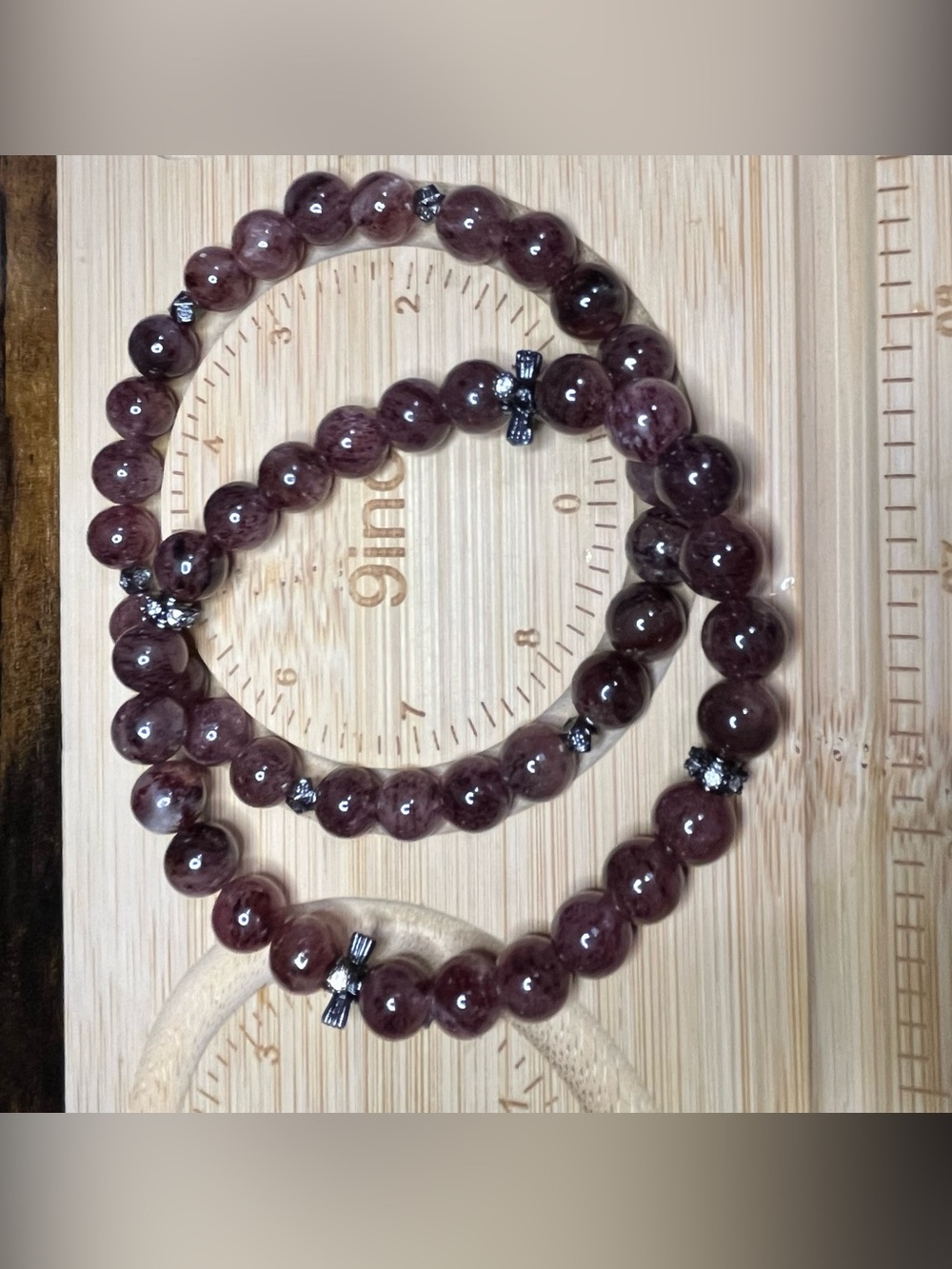 🍓Strawberry Quartz Bracelet Set Black Tone Copper Accents - Picture 5 of 7